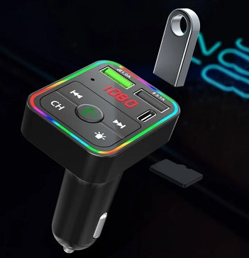 Transmisor para Carro (Bluetooth, Lector de USB, Función contestar llamadas, Puerto de carga tipo C)